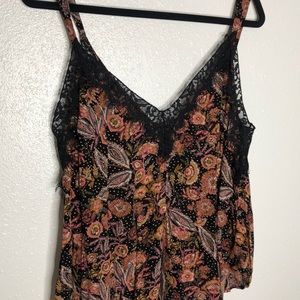 Beautiful lace and floral print free people top